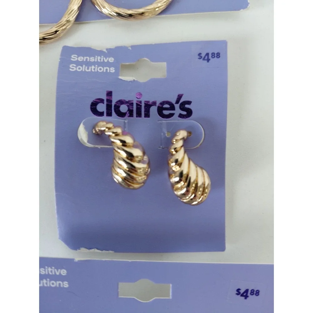HUGE Lot Claire's Earrings Silver Gold 16 Pair $53 value Sensitive Solutions NWT